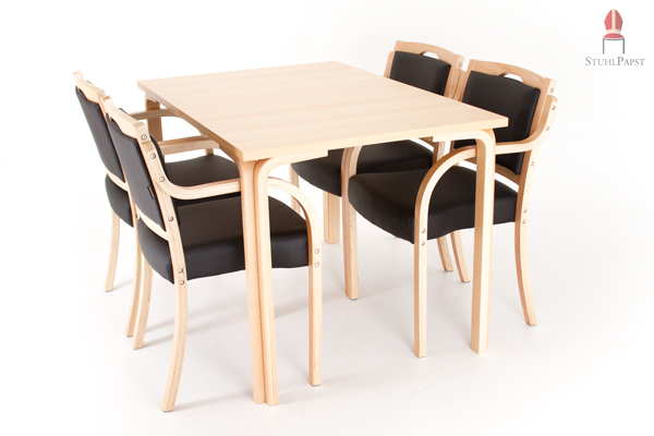 Das elegante Set Sup.erior Kunstleder Mittel umfasst Tisch und 4 Stühle