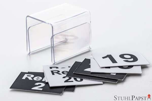 Nummern für Stühle Stapelstühle Reihen Reihenbestuhlungen Saalbestuhlung Hallenbestuhlung