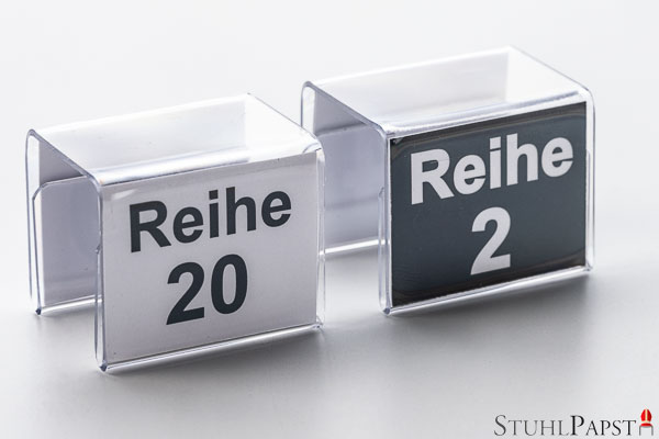 Nummern Nummerierung für Stühle Stapelstühle Bestuhlung Reihenbestuhlung Theater Kino Event Veranstaltung Kirchen