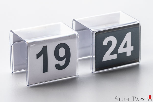 Stuhl Sitzplatz Nummern Nummerierung für Stühle Stapelstühle Bestuhlung Reihenbestuhlung Theater Kino Event Veranstaltung Kirchen