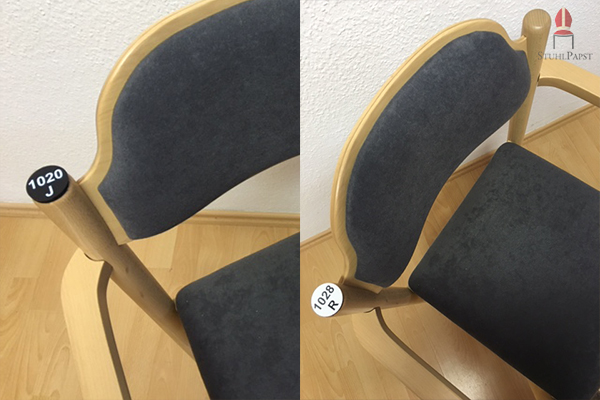 Auch auf dem Stuhlgestell gut anzubringen und auszutauschen wie hier beim Modell Ide.al