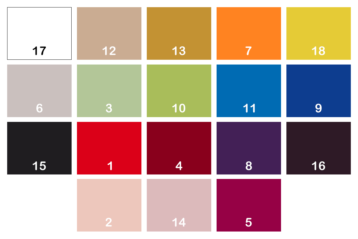 Farbkarte der Stuhlhussen