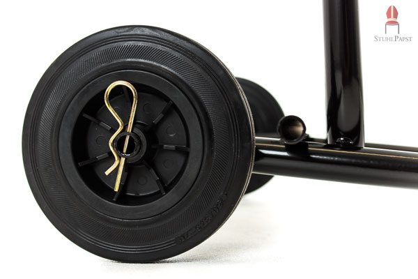 Der Steckverschluss der Räder ist extrem sicher