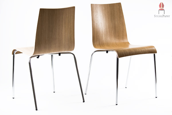 Holzdekor für ein Designstuhlmodell mit hochwertig einteiliger Sitzschale