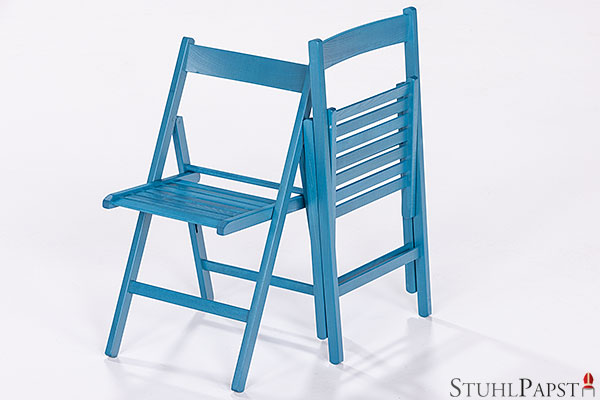 Blau lackierte Holzstapelstühle Holzklappstühle Holz Klappstühle aus Holz Farbe Blau sofort lieferbar günstig preiswert billiger fast geschenkt