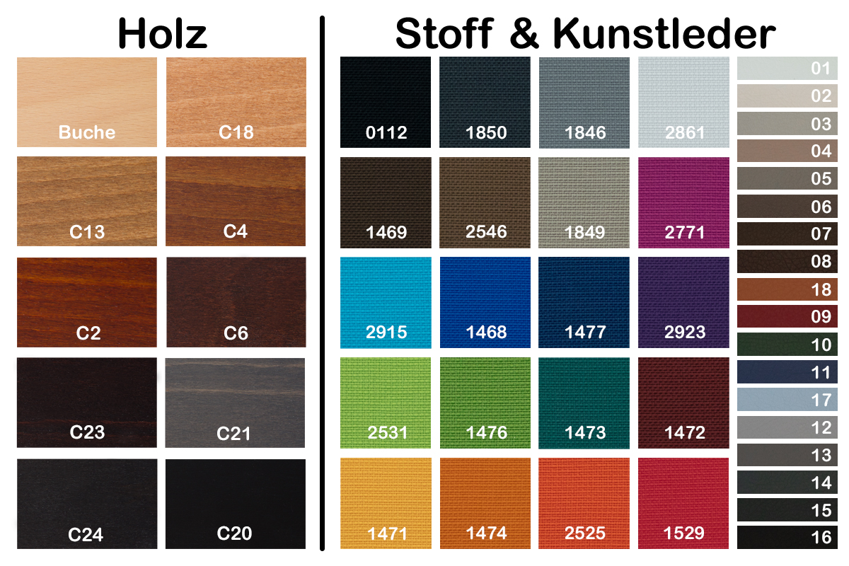 Beiztönen, Stofffarben und Lederfarben für den Alf.a SI