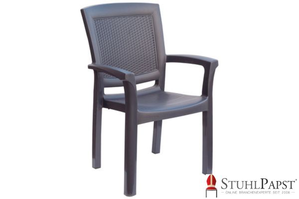 AMAZONAS RAT Klappbarer Rattanstuhl Bequemer Gartenstuhl Kunststoff Lounge Stuhl Rattanoptik Armlehnenstuhl fuer Terrasse