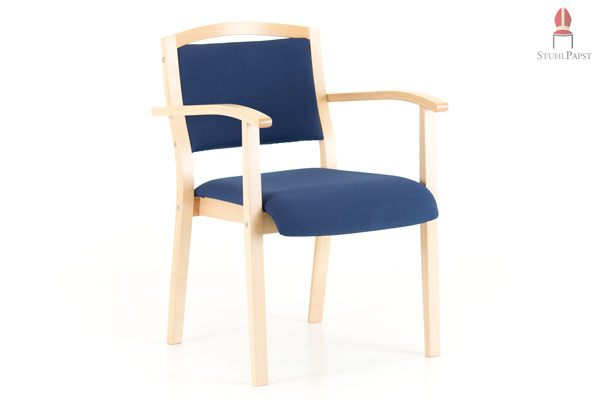 Formschön verarbeitetes Massivholz Buche mit gepolsteter Rückenlehne und Sitzfläche