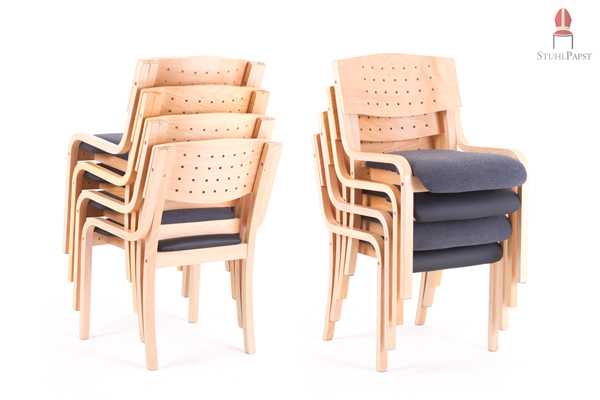 Eine hohe Stapelbarkeit erleichtert Ihnen die Arbeit beim modernen Polsterstuhl