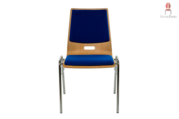 FAV.ORIT Polsterstuhl Polsterstühle Polster Stuhl Stühle stapelbar Stapelstuhl Stapelstühle Holzstuhl Holzstühle Seminarstuhl Seminarstühle Bürostuhl günstig mit Griffloch Buche blau