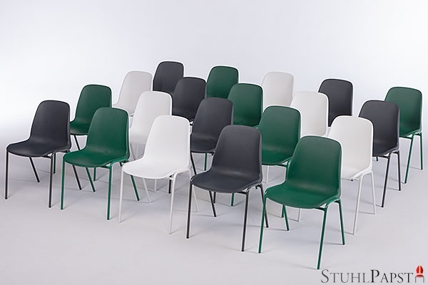 Grossraumbestuhlung Schalenstuhl Kunststoff Stuhl Stühle Stapelstühle outdoor schwarz design Metallbeine modern günstig stapelbar