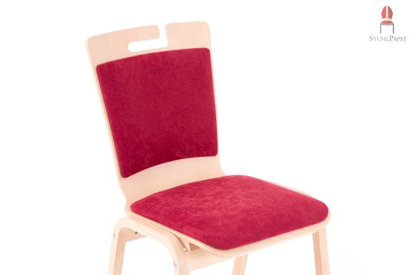 Hor.izont DeLux AL Massivholz Stühle gepolstert hoch stapelbar mit Armlehnen günstig stabil robust preiswert modern mit Griffloch