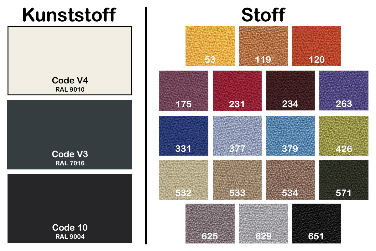 Verschiedene Farben von Kunststoff und Polsterbezug