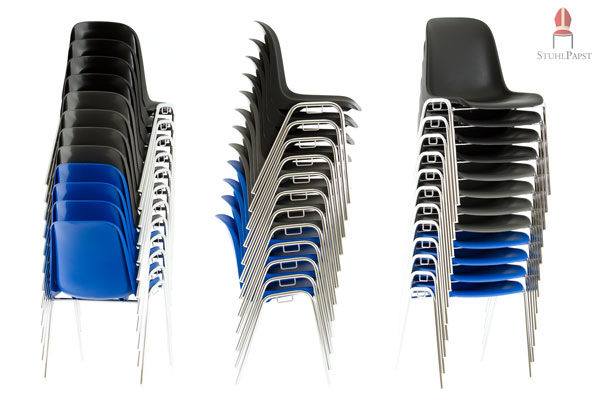 Wir führen das stapelbare Schalenstuhlmodell Len.a in verschiedenen Ausführungen