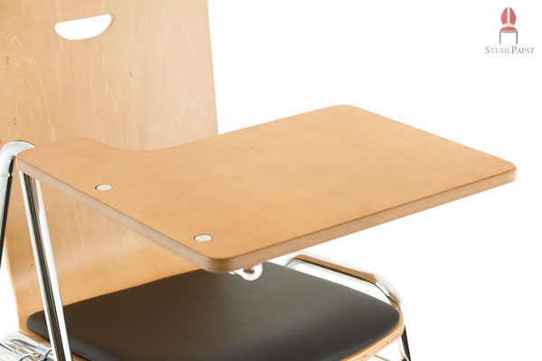 Stapelbare Collegestühle mit Sitzkissen und Schreibplatte