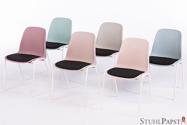 Möbelpapst Stuhlpapst Pastello Stapelbare Bunte Pastellfarben Aula Kantinen Stühle Stapelstühle Kunststoffstühle günstig modern