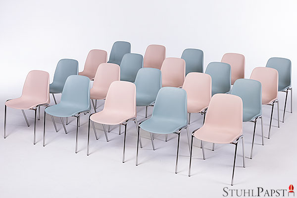 Stapelbare Bunte Pastellfarben Aula Kantinen Stühle Großraumbestuhlung unststoffstühle günstig modern