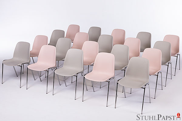 Stapelbare Bunte Pastellfarben Aula Kantinen Stühle Hallenbestuhlung Kunststoffstühle günstig stapelbar
