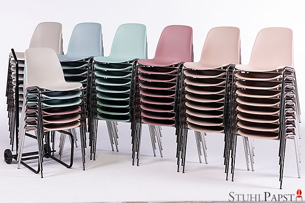 Stapelbare Bunte Pastellfarben Aula Kantinen Stühle Stapelstühle Kunststoffstühle günstig modern