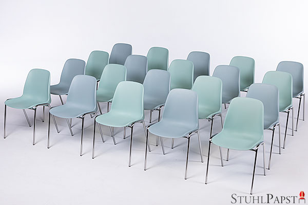 Stapelbare Bunte Pastellfarben Aulastühle Stühle Stapelstühle aus Kunststoff mit Reihenverbindern Kunststoffstühle günstig