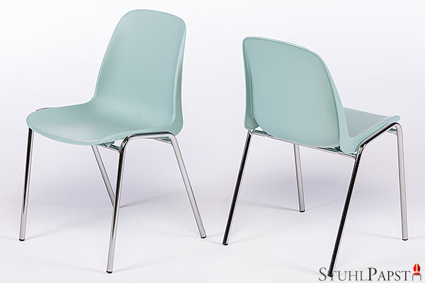 stapelbarer Kunststoff Schalenstuhl Schalenstühle Stapelstuhl aus Kunststoff Outdoor modern günstig mit Chrombeinen stapelbar