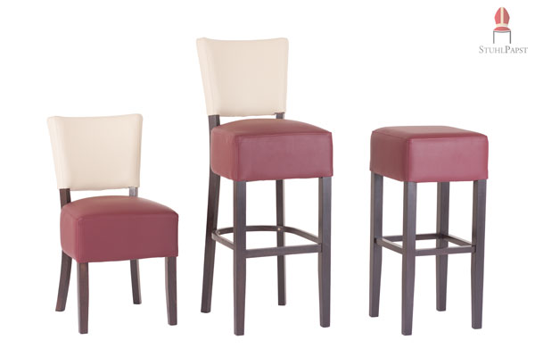 Stuhl und zwei Barhocker-Varianten