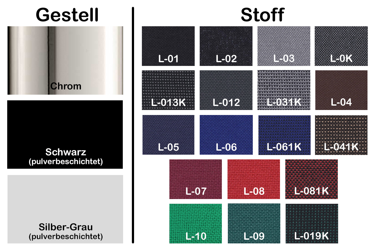 Stoffauswahl bei unserem hochwertigen Stuhl Sta.ndard