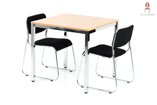 Die Holzplatte gibt dem Tisch ein natürliches Gesamtbild