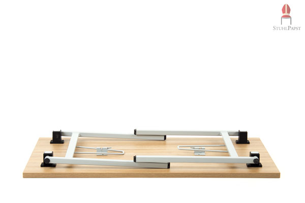 Im zugeklappten Zustand stellen die Stapelschoner immer die höchsten Punkte dar, auf welchen der Tisch aufliegt